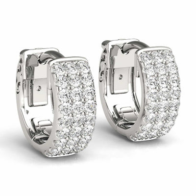 0.50CTW Natural Diamond 14K Yellow White Gold Huggie Hoop Earrings 13mm