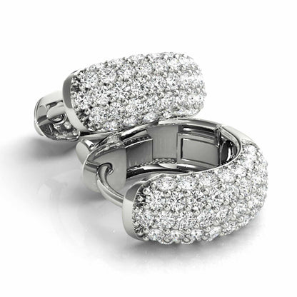 0.90CTW Real Diamond 14K Yellow & White Gold Pave Huggie Hoop Earrings 13mm