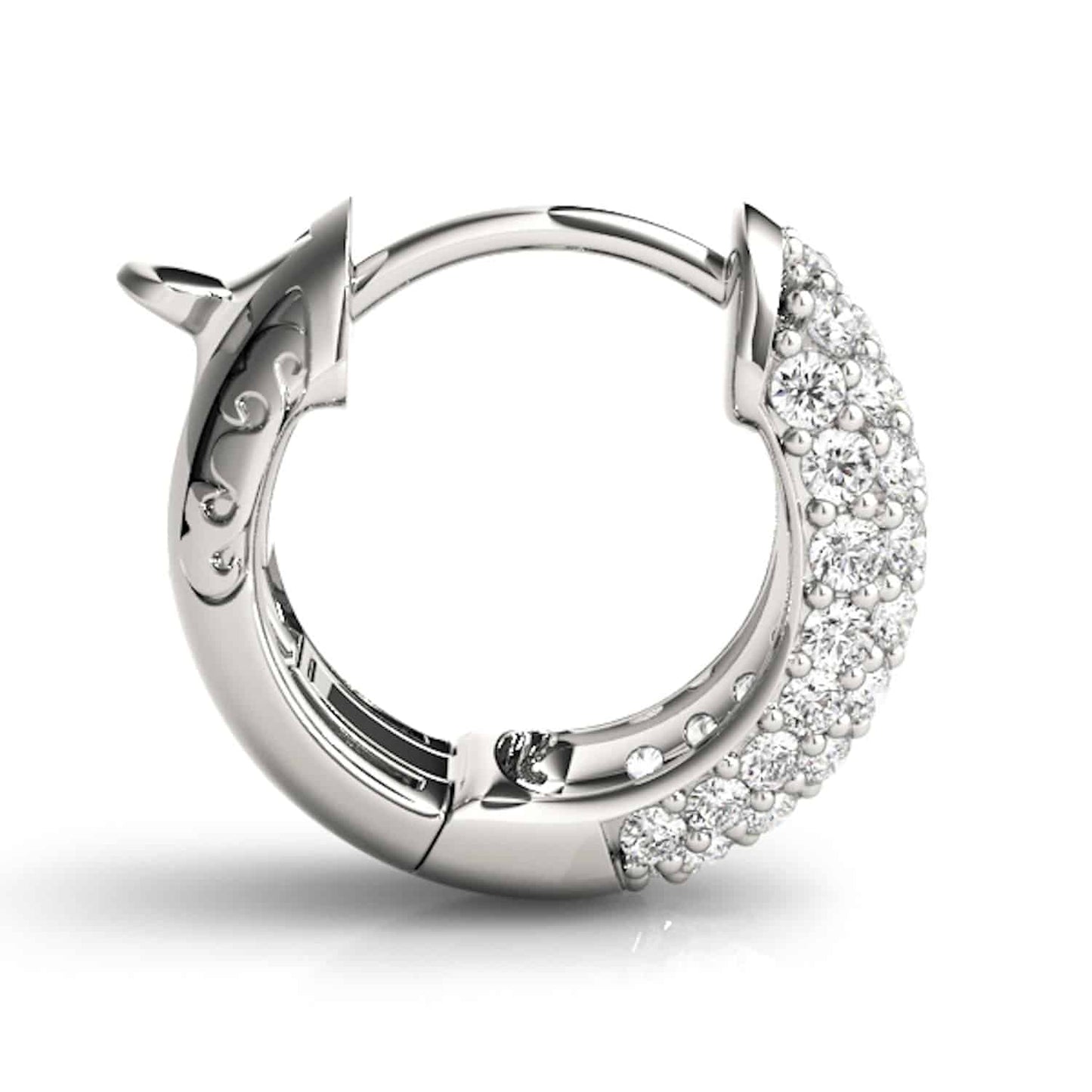 0.90CTW Real Diamond 14K Yellow & White Gold Pave Huggie Hoop Earrings 13mm