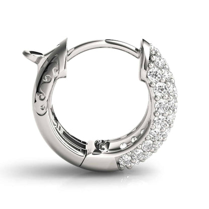 0.90CTW Real Diamond 14K Yellow & White Gold Pave Huggie Hoop Earrings 13mm