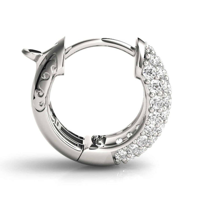 0.90CTW Natural Diamond 14K Yellow & White Gold Pave Huggie Hoop Earrings 13mm