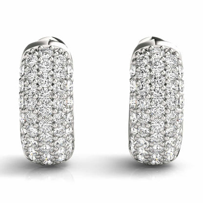 0.90CTW Real Diamond 14K Yellow & White Gold Pave Huggie Hoop Earrings 13mm