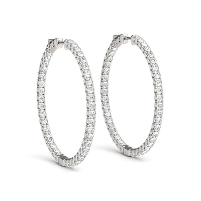 .7CTW Natural Diamond 14K Yellow White Gold Inside-Out Hinged Hoop Earrings 30mm
