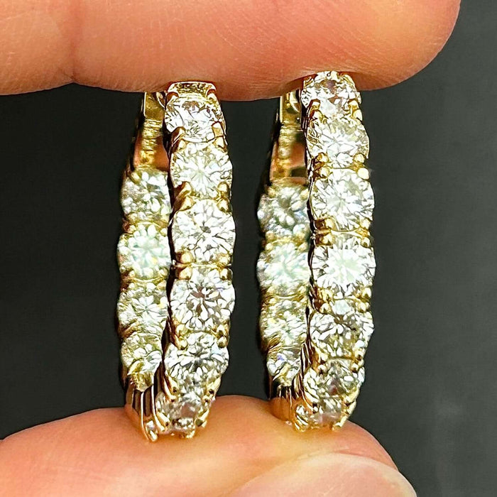 3.6CTW Natural Diamond 14K Gold Inside-Out Hinged Hoop Earrings 22mm