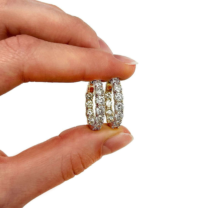 3.6CTW Natural Diamond 14K Gold Inside-Out Hinged Hoop Earrings 22mm