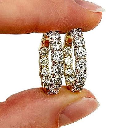 3.6CTW Natural Diamond 14K Gold Inside-Out Hinged Hoop Earrings 22mm