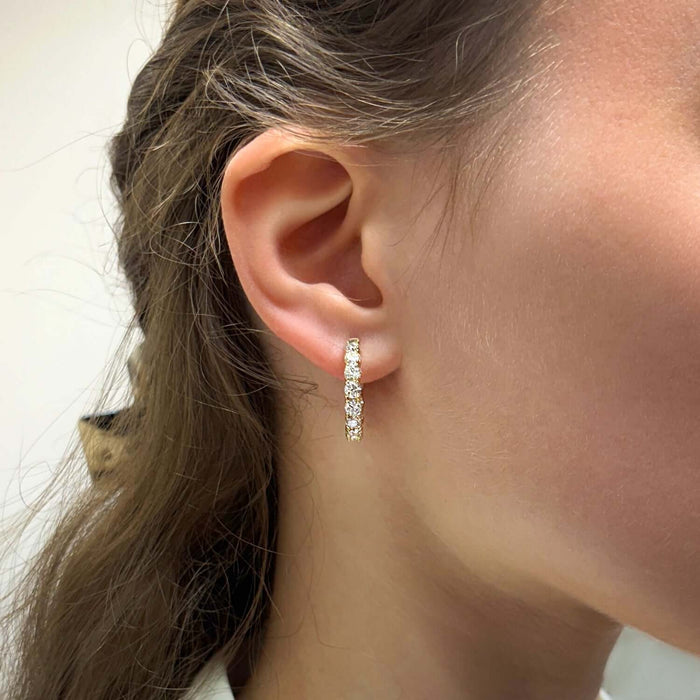 3.6CTW Natural Diamond 14K Gold Inside-Out Hinged Hoop Earrings 22mm