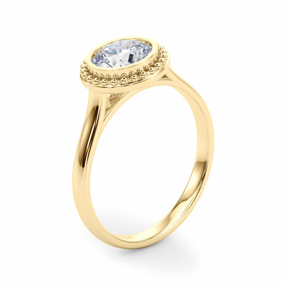 1CT Moissanite Charles & Colvard 18K Gold Bezel Solitaire Engagement Ring