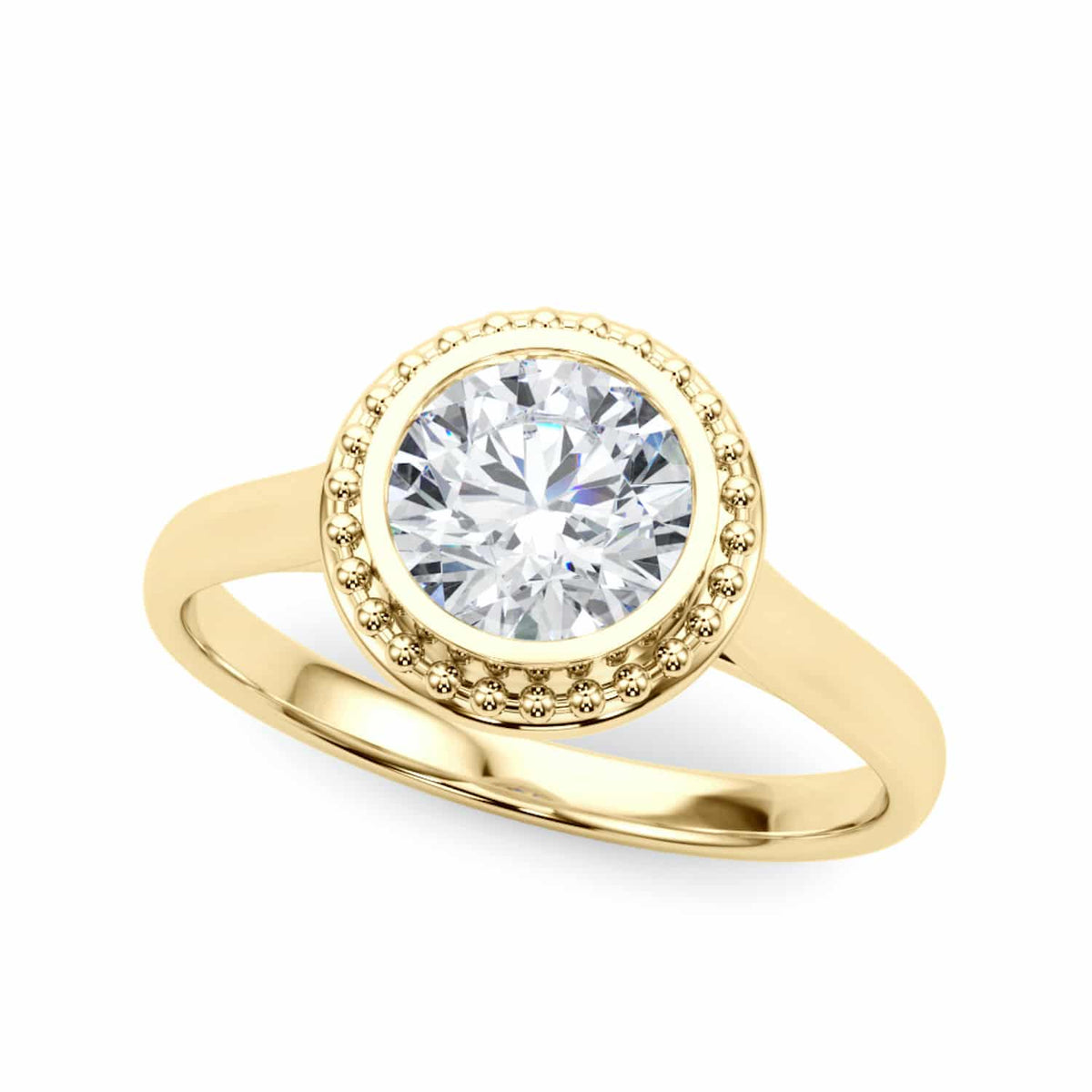 1CT Moissanite Charles & Colvard 18K Gold Bezel Solitaire Engagement Ring