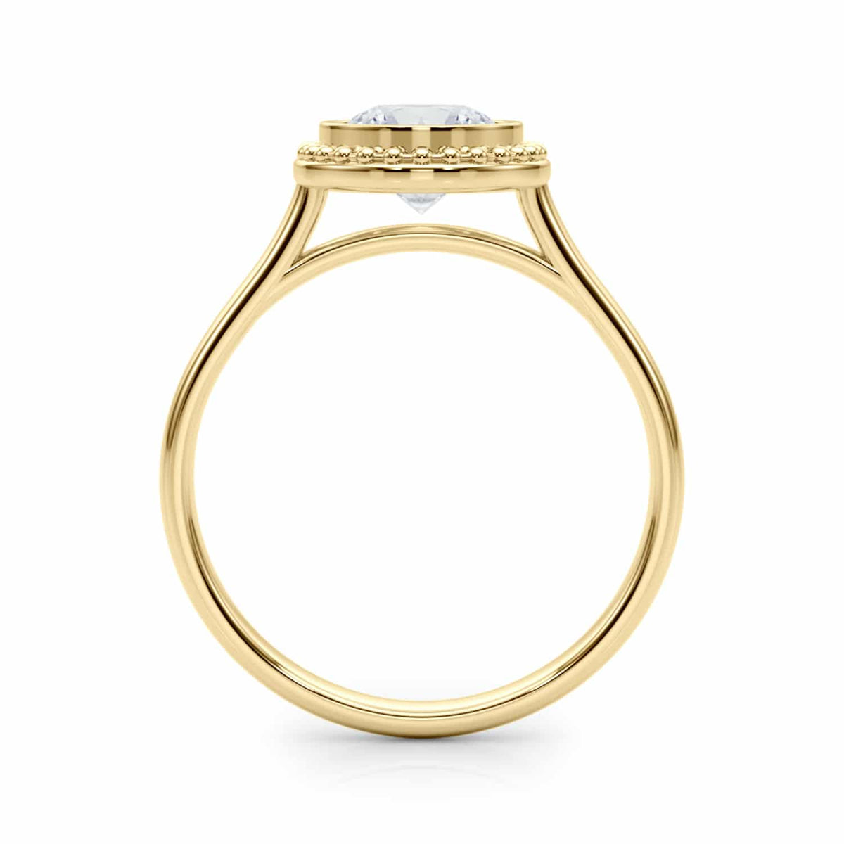 1CT Moissanite Charles & Colvard 18K Gold Bezel Solitaire Engagement Ring