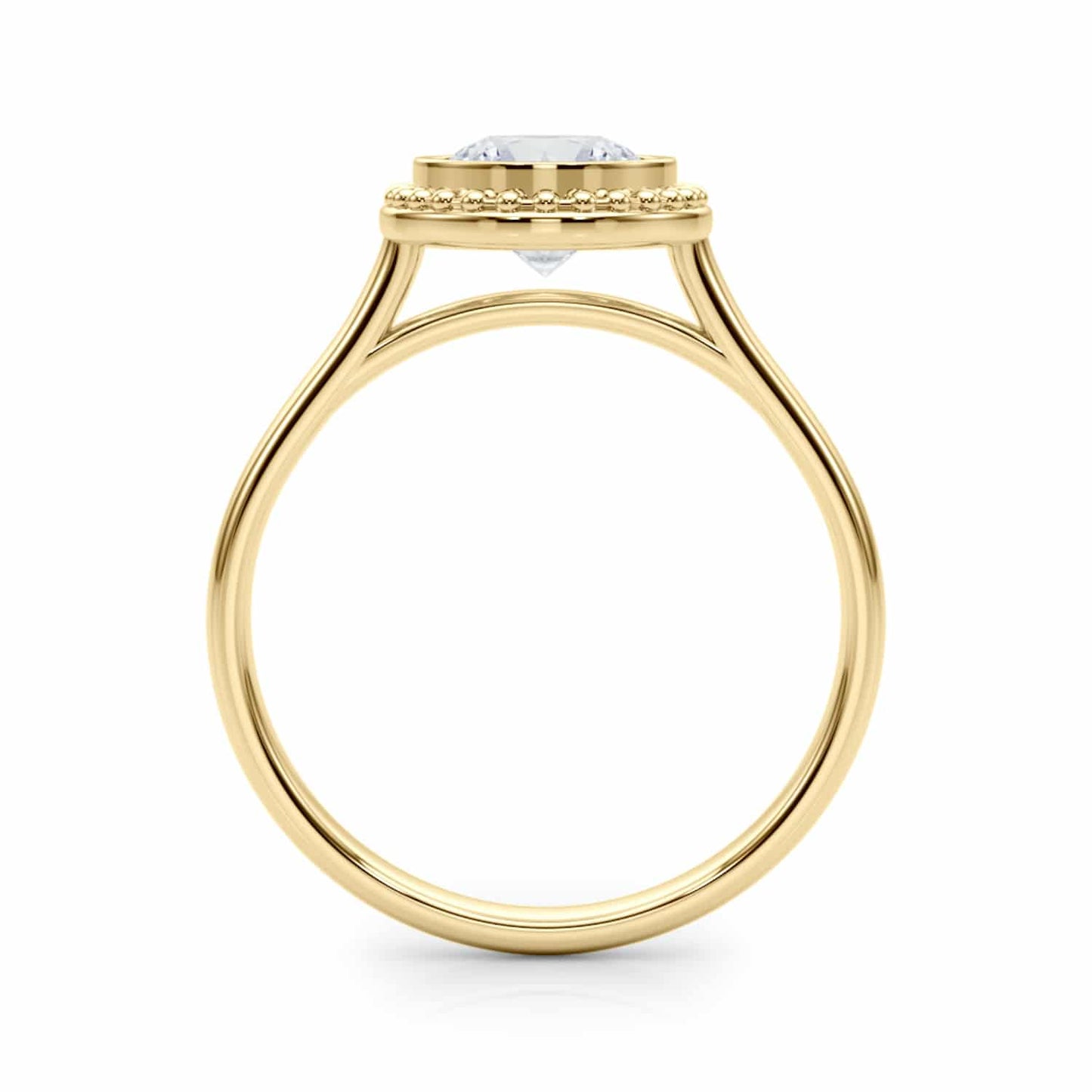1CT Moissanite Charles & Colvard 18K Gold Bezel Solitaire Engagement Ring