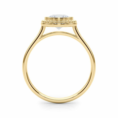 1CT Moissanite Charles & Colvard 18K Gold Bezel Solitaire Engagement Ring