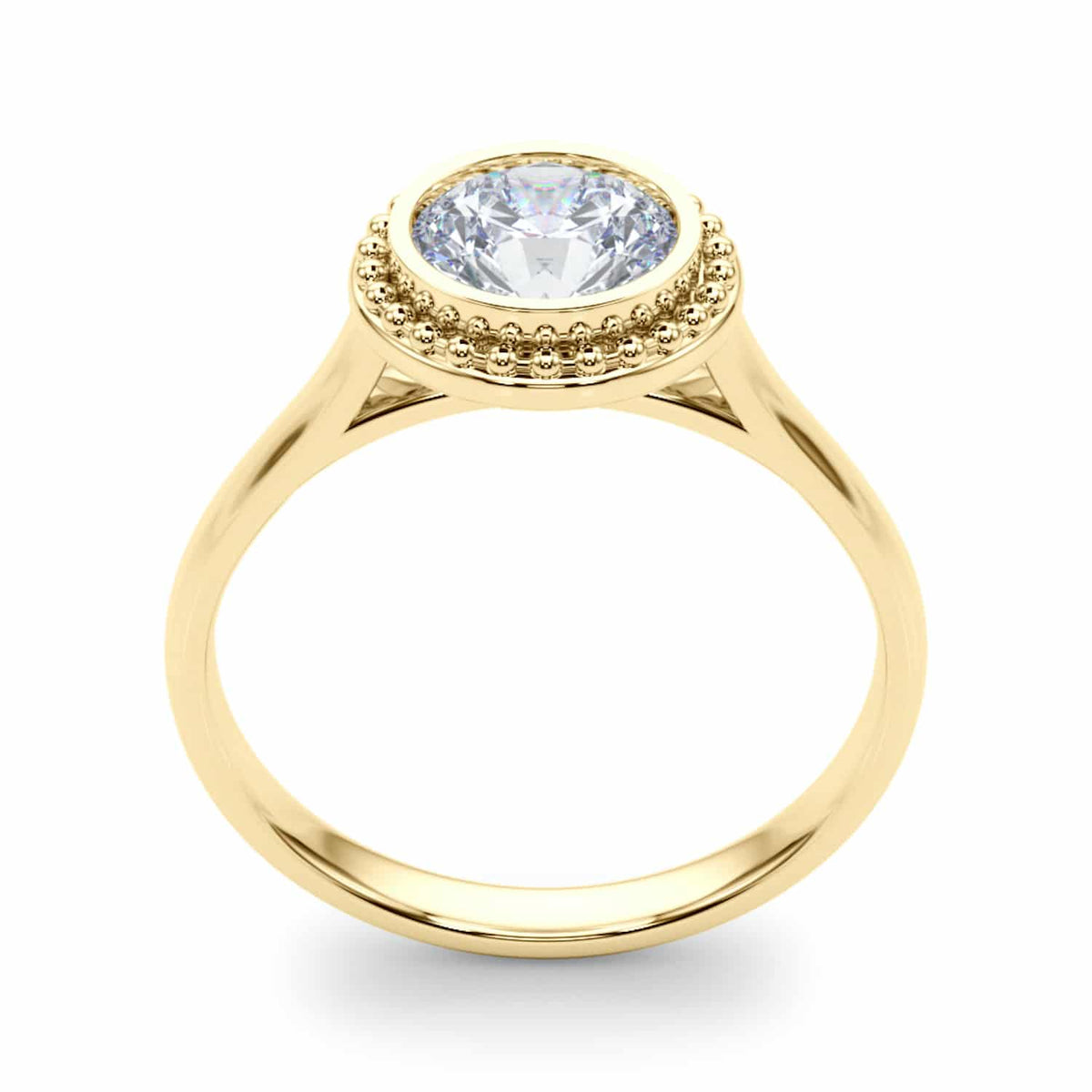 1CT Moissanite Charles & Colvard 18K Gold Bezel Solitaire Engagement Ring