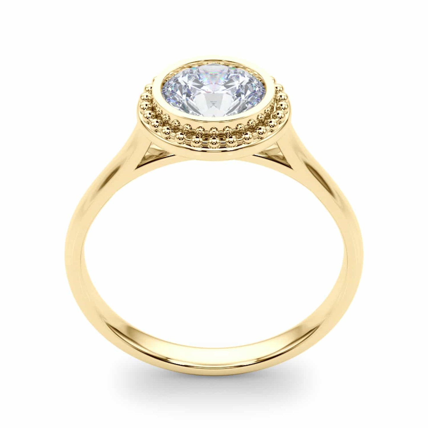 1CT Moissanite Charles & Colvard 18K Gold Bezel Solitaire Engagement Ring