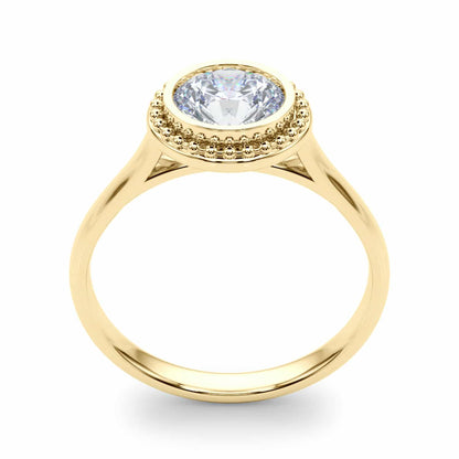 1CT Moissanite Charles & Colvard 18K Gold Bezel Solitaire Engagement Ring