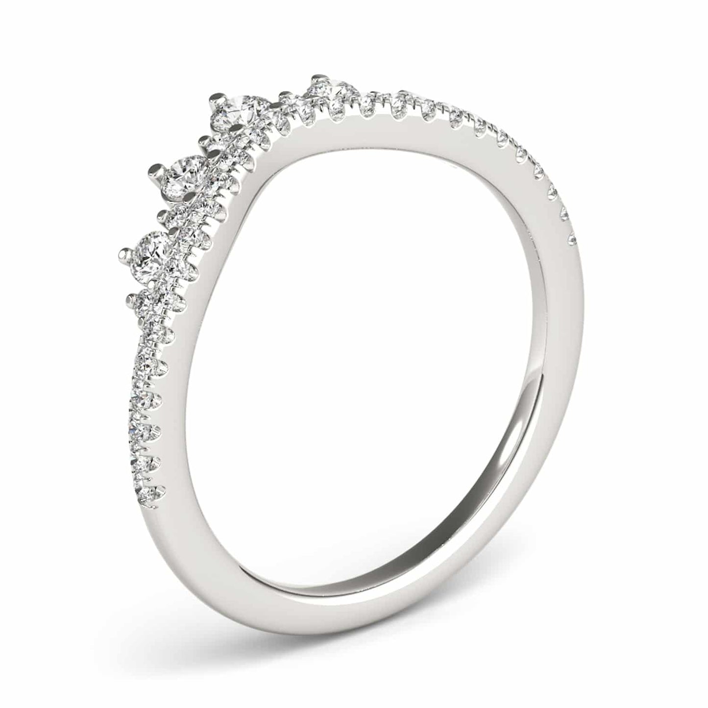 0.50CTW Lab Grown Diamond 18K Gold White Chevron Wedding Band Ring