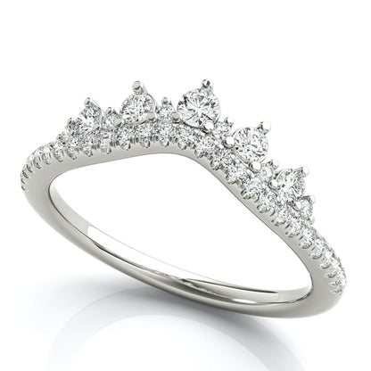 0.50CTW Lab Grown Diamond 18K Gold White Chevron Wedding Band Ring