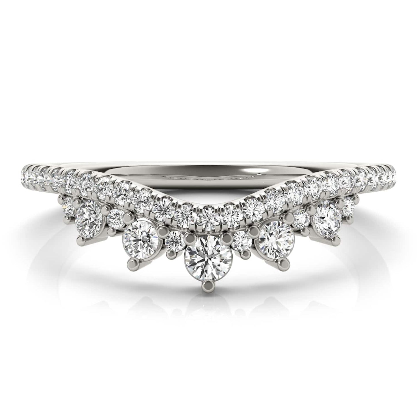 0.50CTW Lab Grown Diamond 18K Gold White Chevron Wedding Band Ring