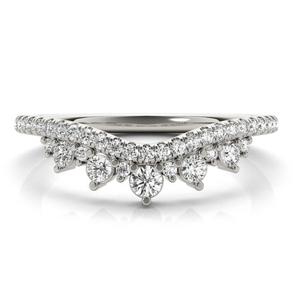 0.50CTW Lab Grown Diamond 18K Gold White Chevron Wedding Band Ring