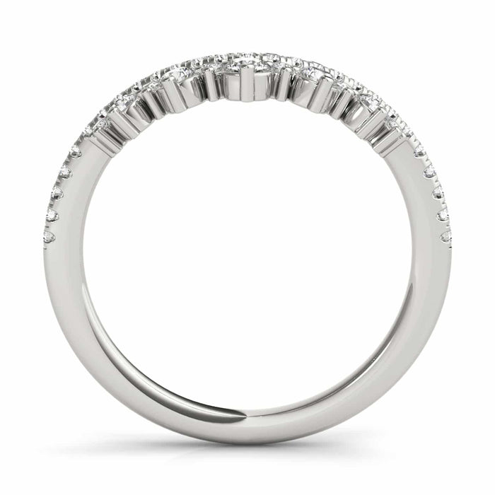 0.50CTW Lab-Grown Diamond 18K Gold White Chevron Wedding Band Ring