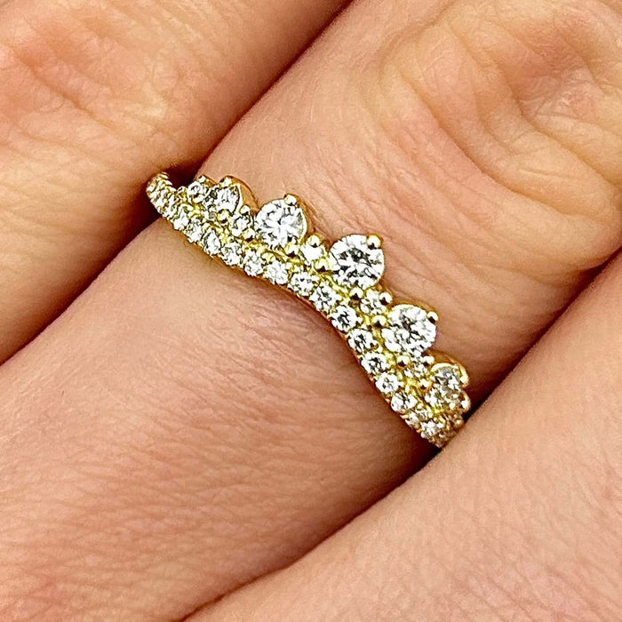 0.50CTW Lab-Grown Diamond 18K Gold Chevron Wedding Band Ring