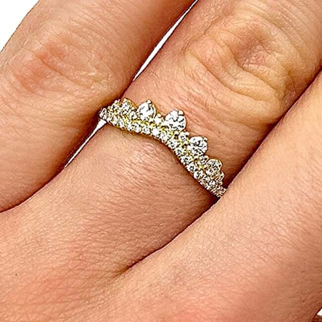 0.50CTW Lab-Grown Diamond 18K Gold Chevron Wedding Band Ring