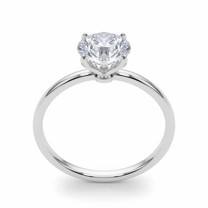 1CT Round Real Moissanite 18K Gold White Classic Solitaire Engagement Ring