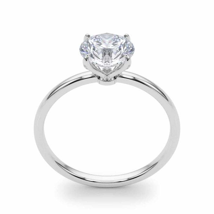 1CT Round Real Moissanite 18K Gold White Classic Solitaire Engagement Ring