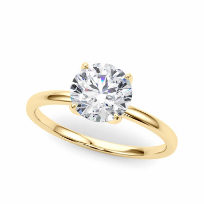 1CT Round Real Moissanite 18K Gold Classic Solitaire Engagement Ring