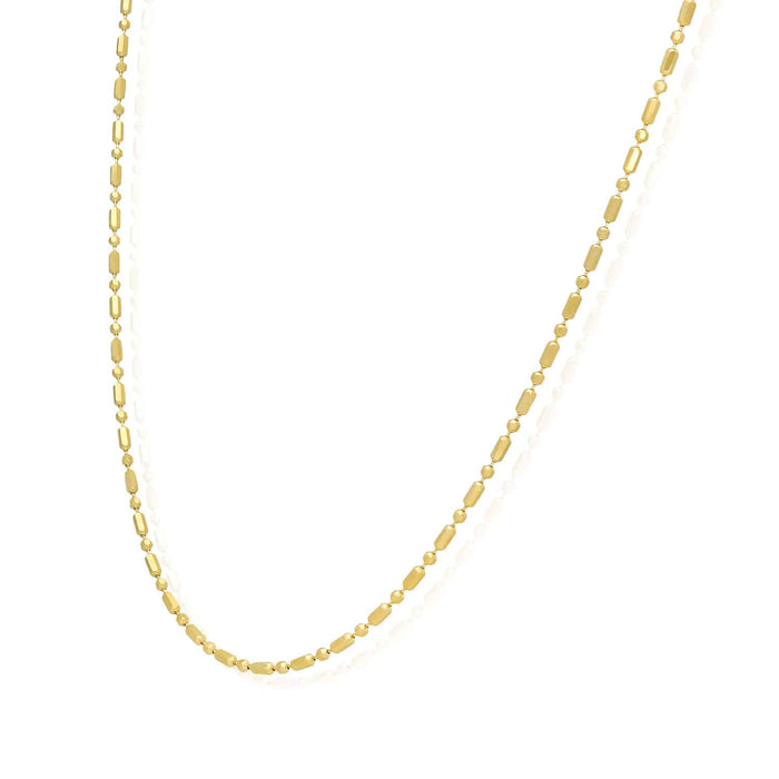14K Yellow Gold 1.3mm Diamond-Cut Ball Bar Beaded Chain (Solid Links) 16"-20"