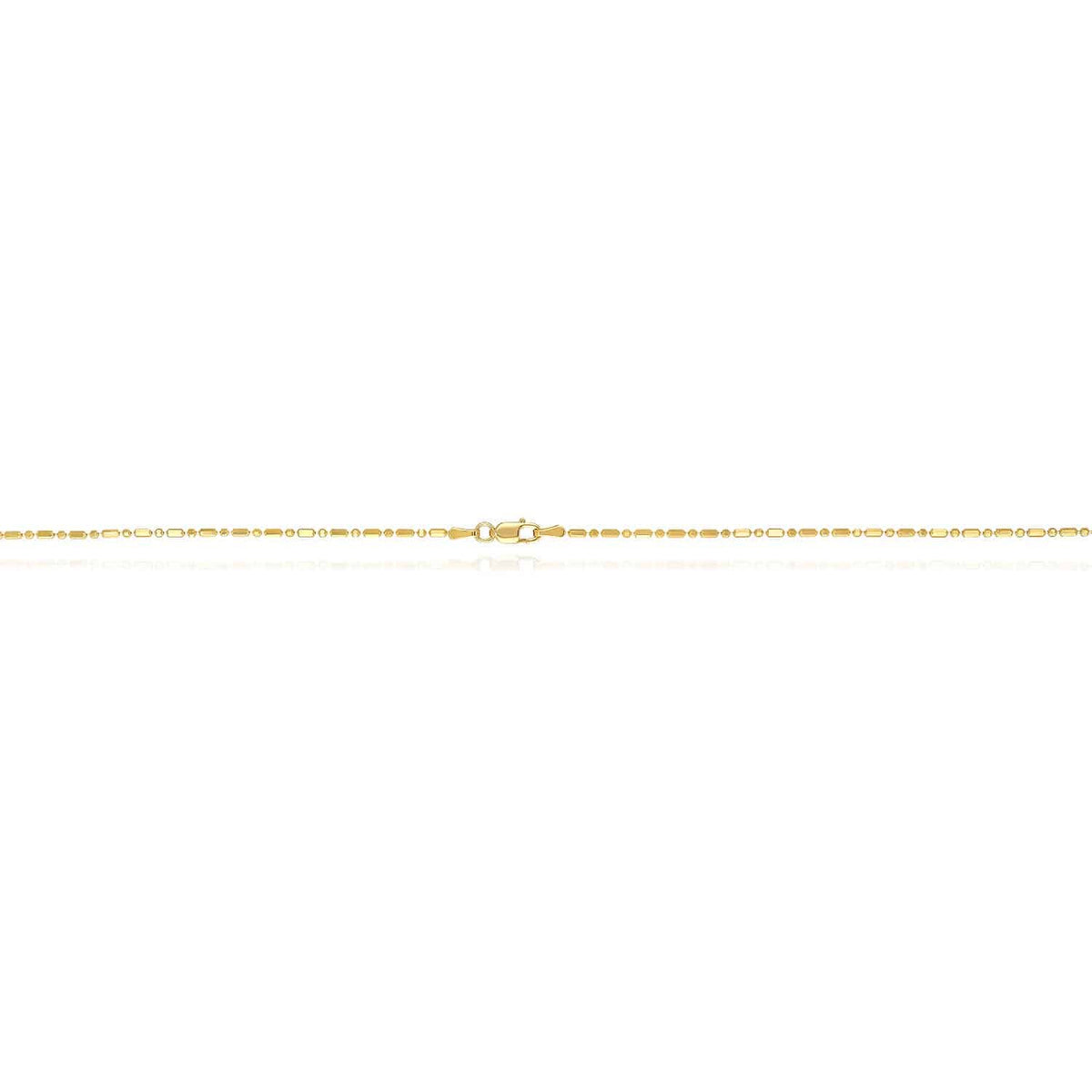 14K Yellow Gold 1.3mm Diamond-Cut Ball Bar Beaded Chain (Solid Links) 16"-20"