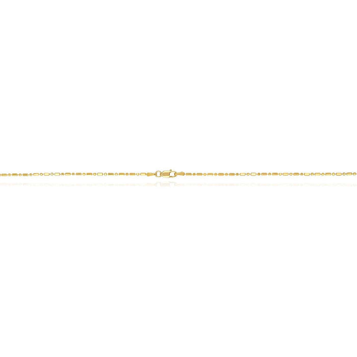14K Yellow Gold 1.3mm Diamond-Cut Ball Bar Beaded Chain (Solid Links) 16"-20"