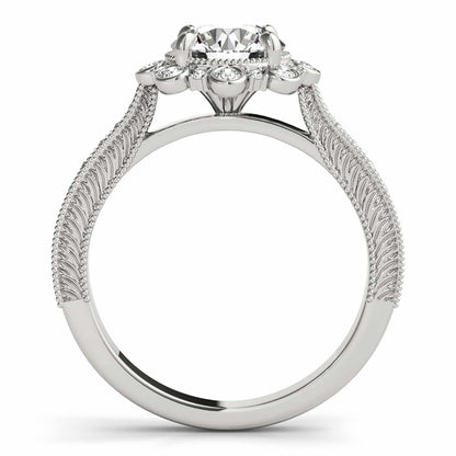 1.45CTW Lab Grown Diamond 18K Gold White Starburst Floral Halo Engagement Ring