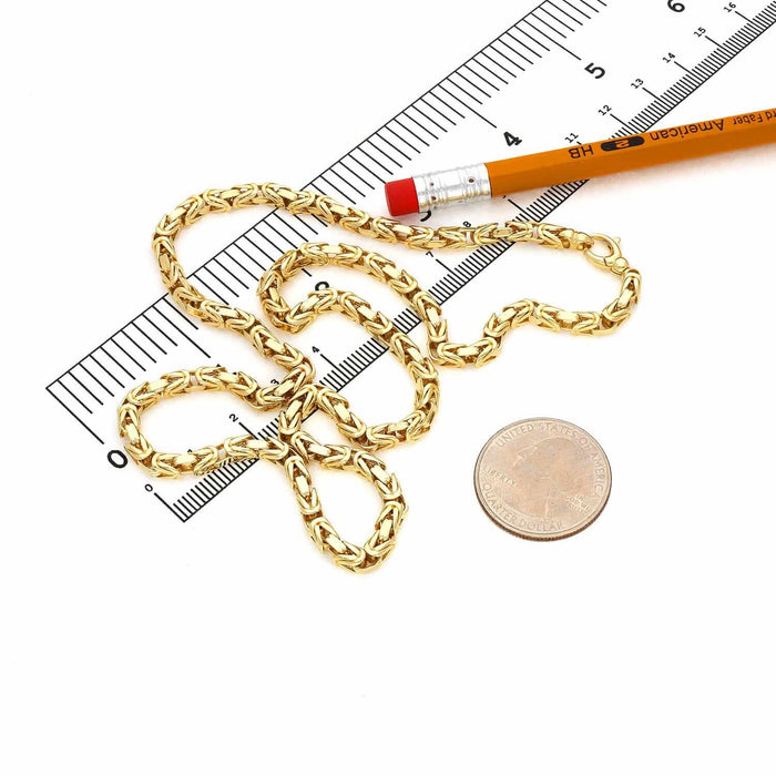 10K Yellow Gold 4mm Byzantine Chain (Hollow) 20"-26"