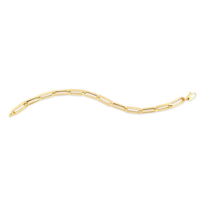 14K Gold Yellow 7mm Hollow Paperclip Bracelet 7.5"