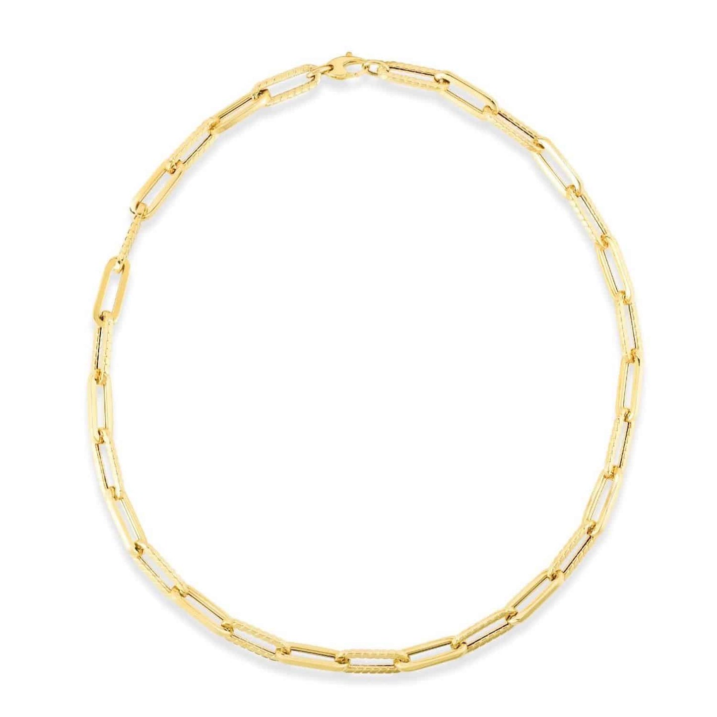 14K Yellow Gold 7mm Hollow Cable Paperclip Chain Necklace 18"