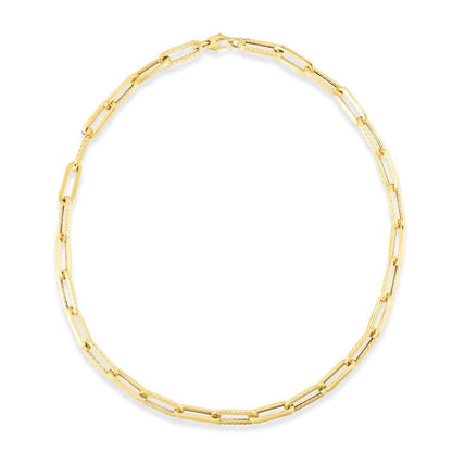 14K Yellow Gold 7mm Hollow Cable Paperclip Chain Necklace 18"