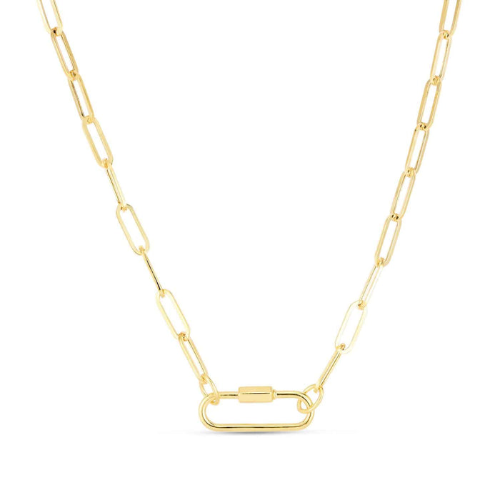 14K Yellow Gold 4mm Classic Carabiner Paperclip Necklace (Hollow) 18"