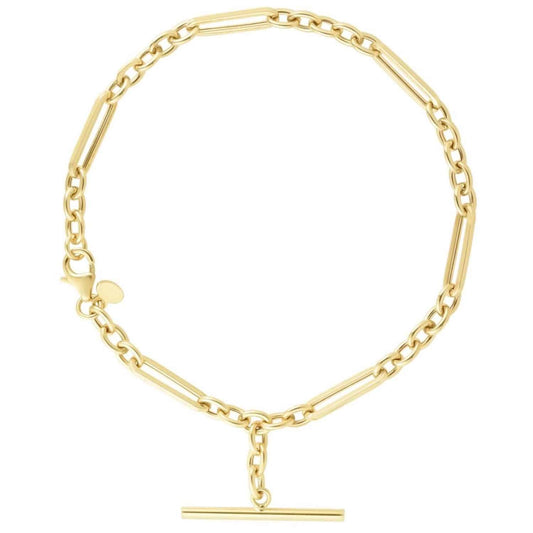 14K Gold Yellow 4mm Rolo Toggle Bracelet 7.5"