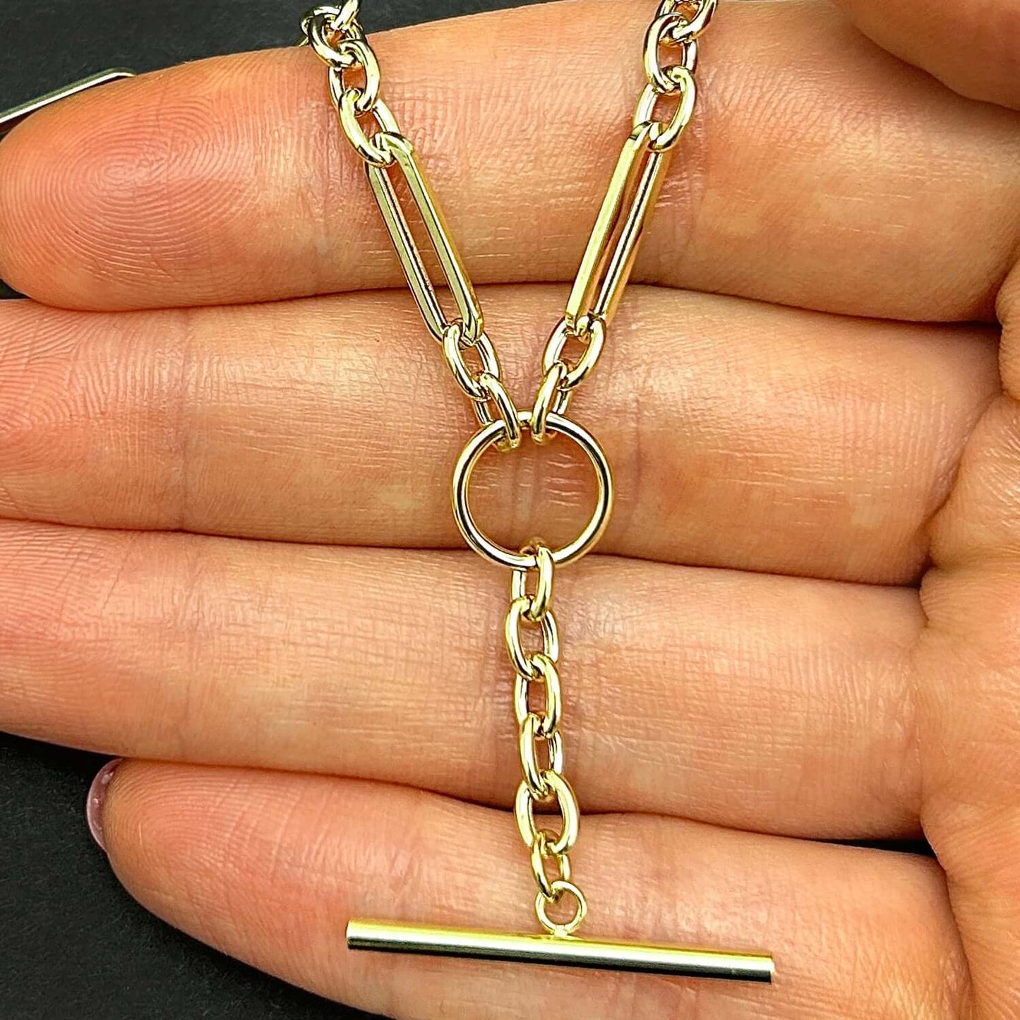 14K Yellow Gold 4mm Rolo Toggle Chain Necklace 18"
