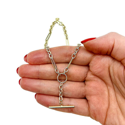 14K Yellow Gold 4mm Rolo Toggle Chain Necklace 18"