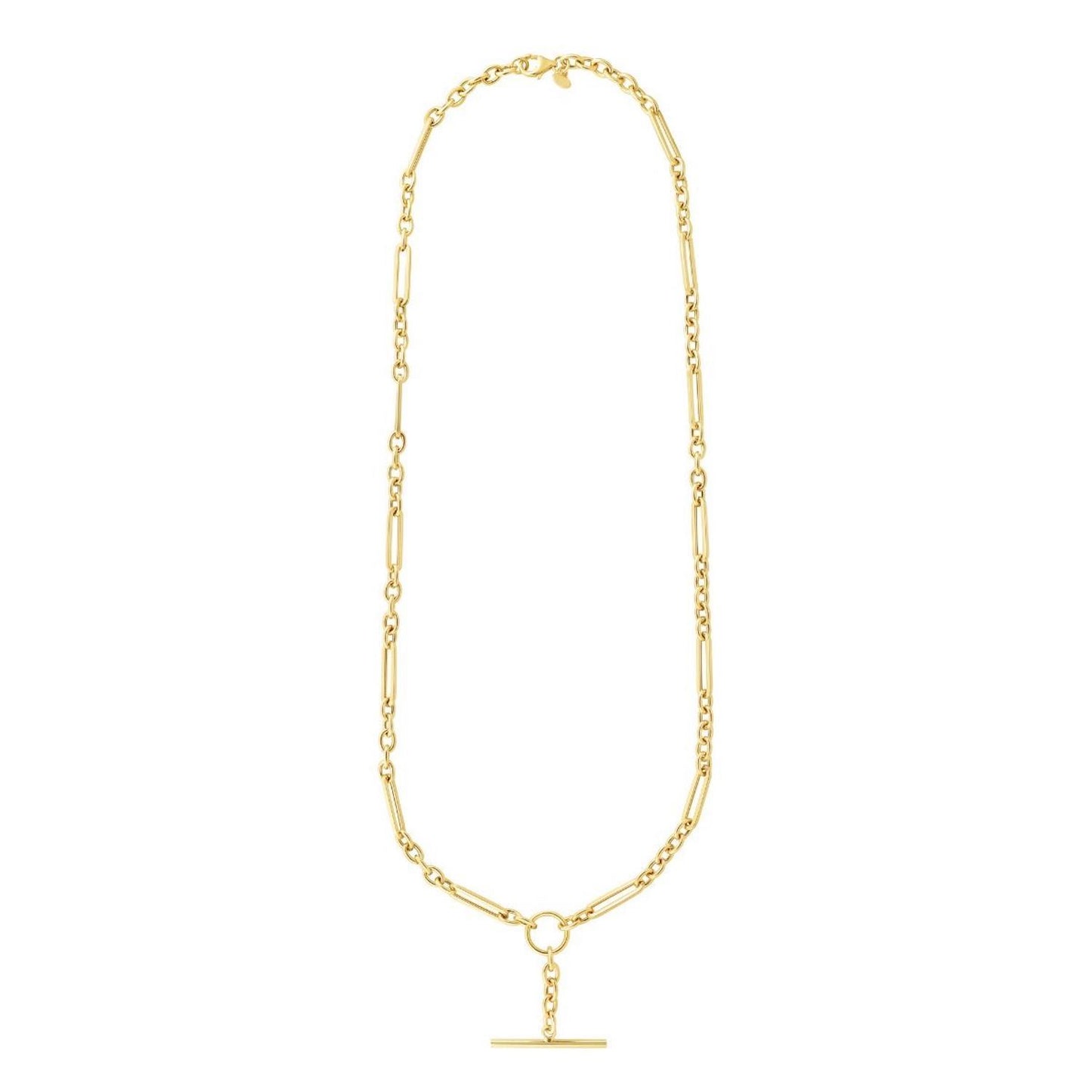 14K Yellow Gold 4mm Rolo Toggle Chain Necklace 18"