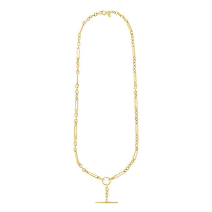 14K Yellow Gold 4mm Rolo Toggle Chain Necklace 18"