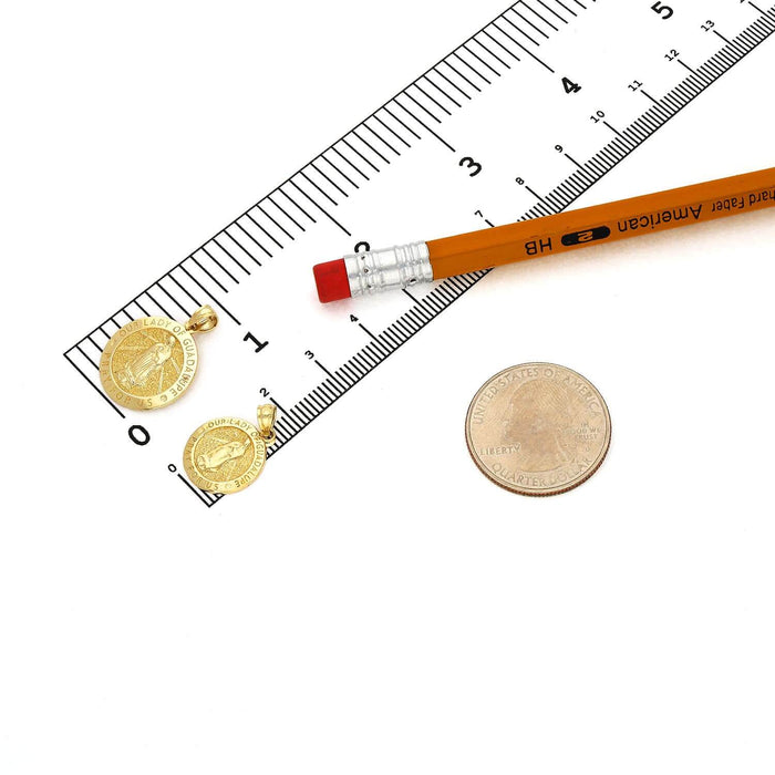 10K Yellow Gold Our Lady Of Guadalupe Pray For Us Medallion Pendant 0.8-1"