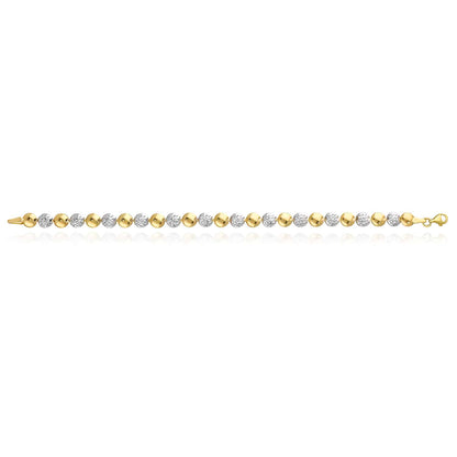 14K Gold Yellow White Two-Tone 6mm Diamond-Cut Hollow Flat Beats Bracelet 7.25"