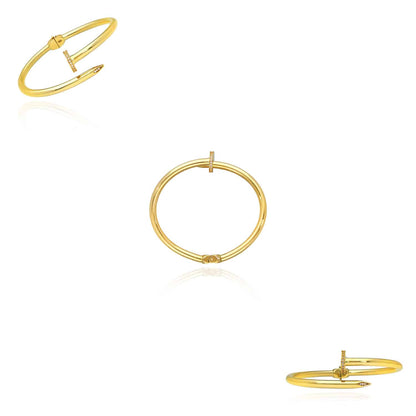 0.30CTW CZ 4mm 14K Yellow Gold Spike Cuff Bangle Bracelet 6.75"