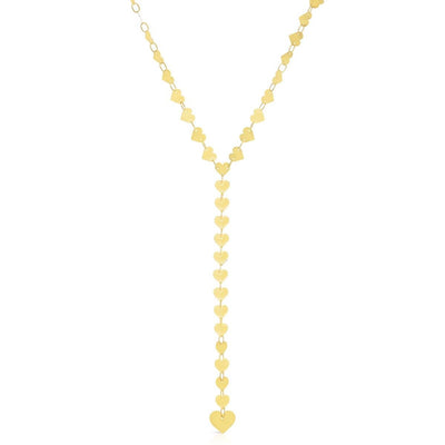 14K Yellow Gold 5mm Mirrored Multi Heart Lariat Necklace (Hollow) 18"