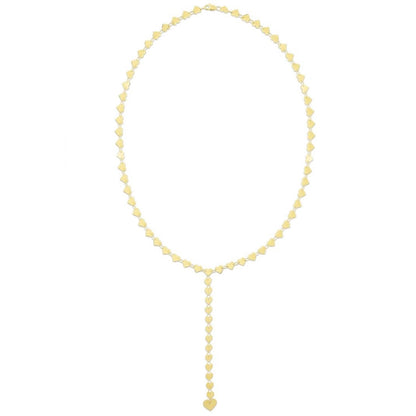 14K Yellow Gold 5mm Mirrored Multi Heart Pendant Lariat Necklace Chain 18"