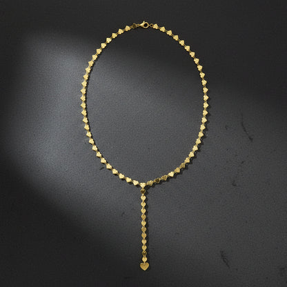 14K Yellow Gold 5mm Mirrored Multi Heart Lariat Necklace (Hollow) 18"