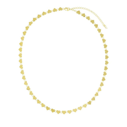 14K Yellow Gold 5mm Mirrored Multi Heart Chain Necklace Adjustable 15"-18"